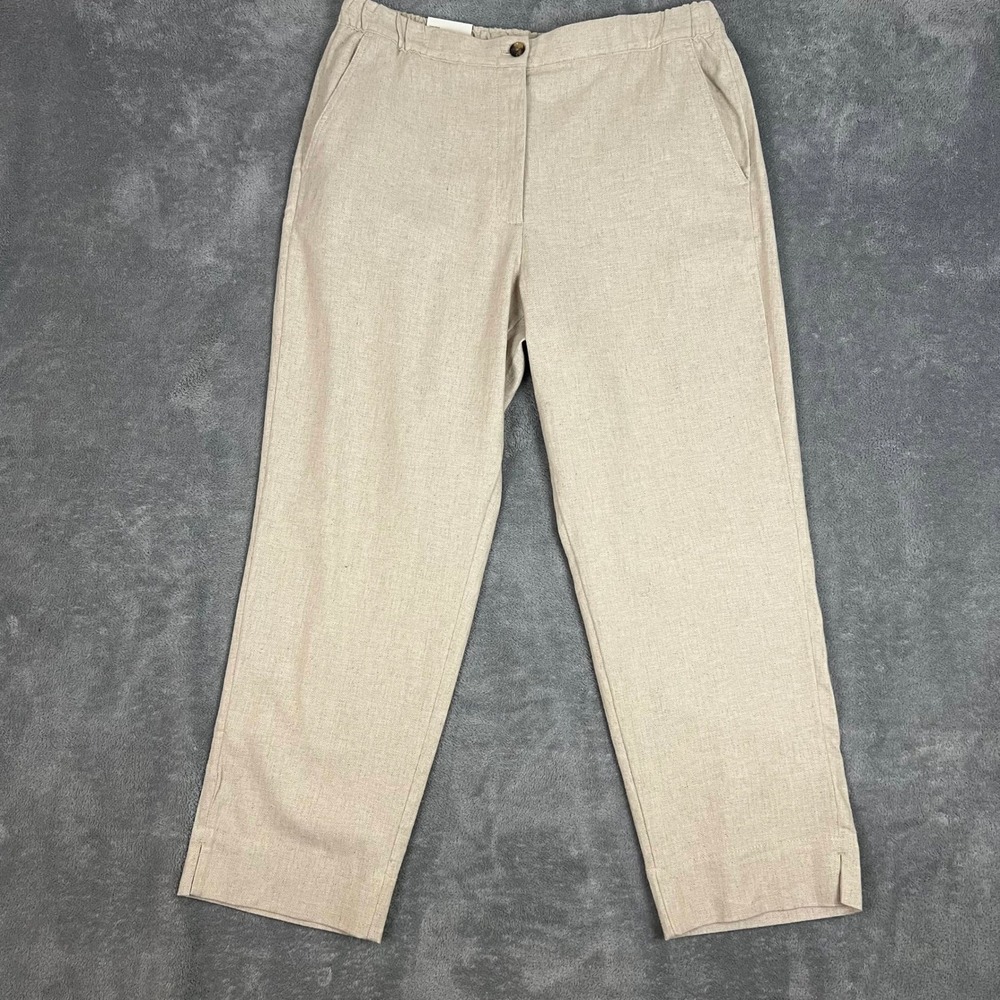 Banana Republic Tapered High-Rise Linen Blend Pants Beige Tan Size L NWT 706574